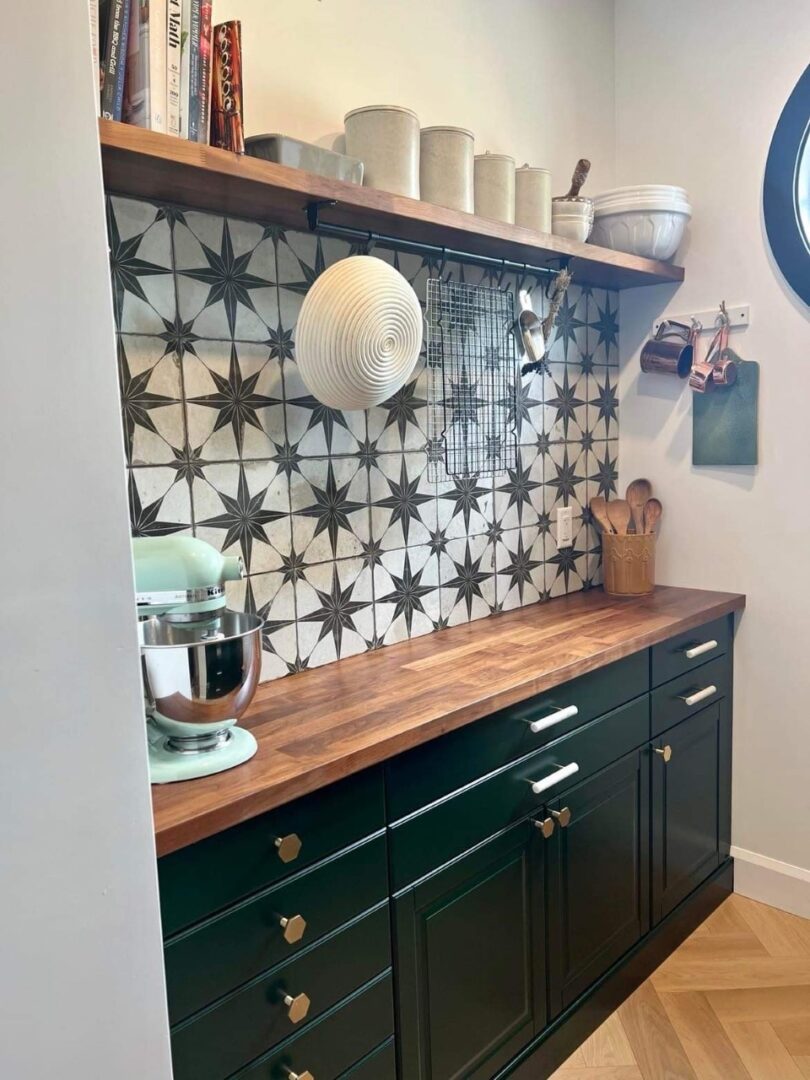 A kitchen with a grinder and other equipment